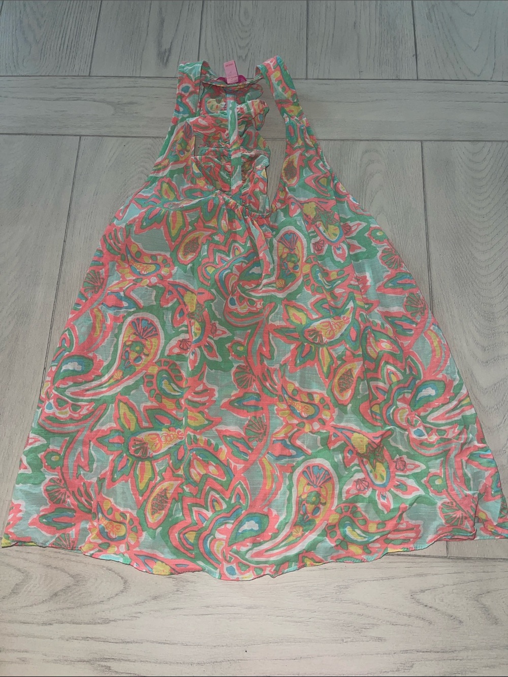 Lilly Pulitzer Green Coral Yellow Paisley Halter Tank